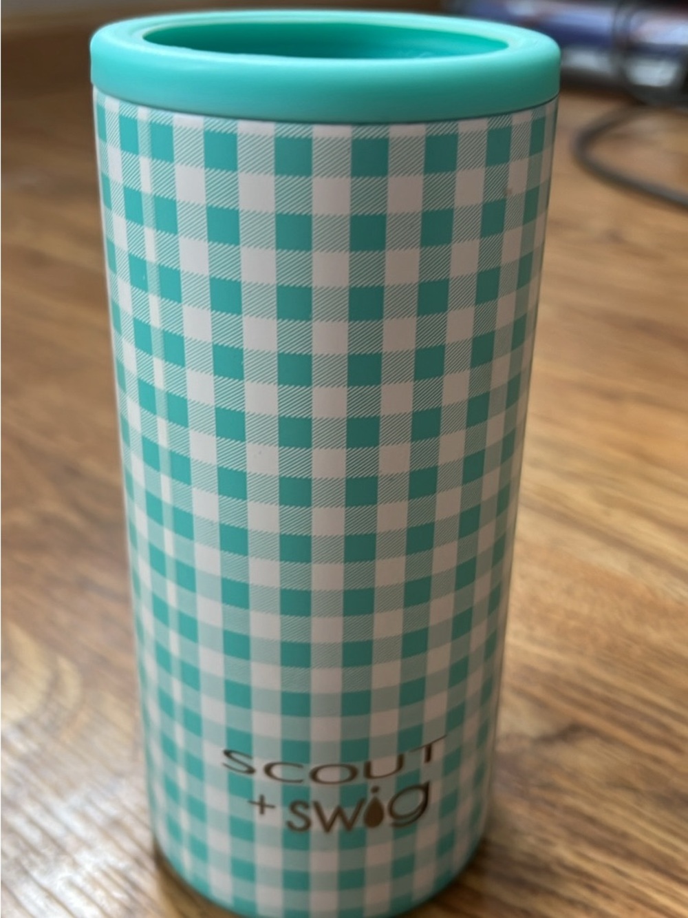 Scout x Swig Aqua Gingham Can Tumbler